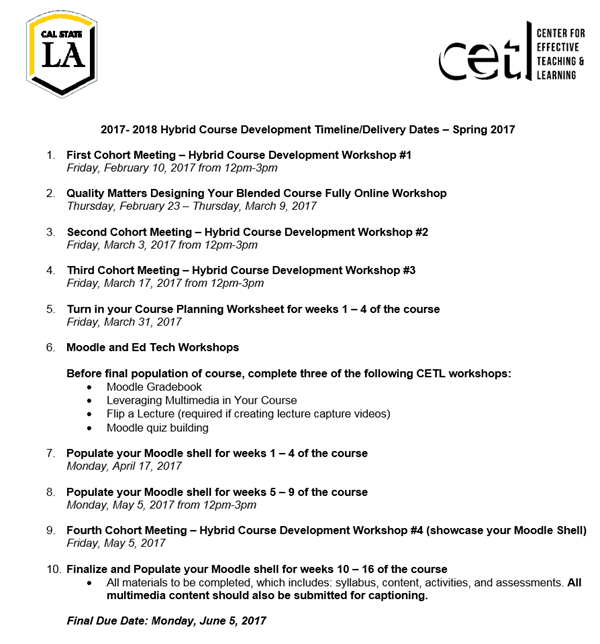 hybrid program timeline
