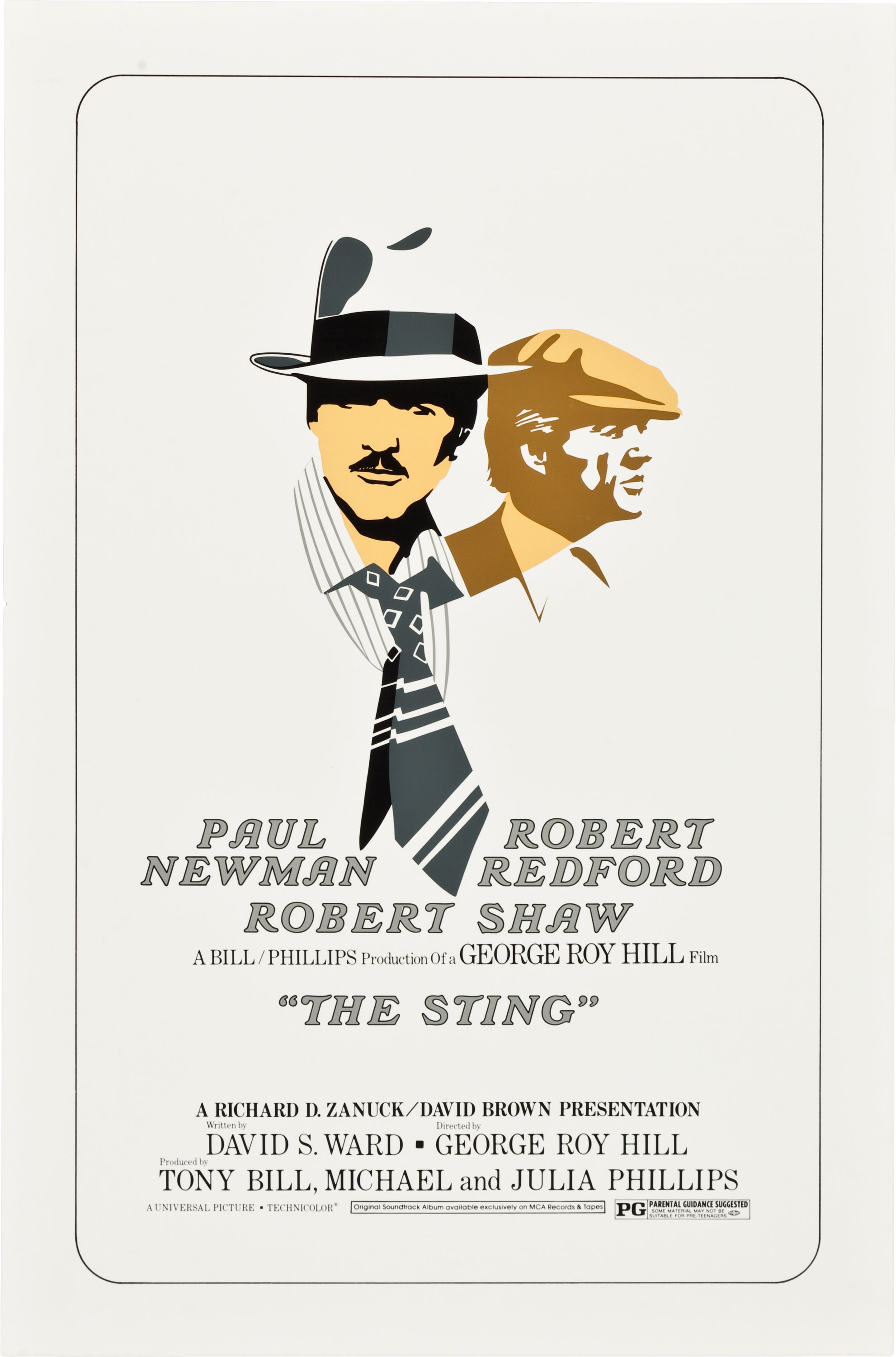 Alternative movie poster for the motion picture _The Sting_. The illustration contains the stars, Paul Newman and Robert Redford, wearing hats.