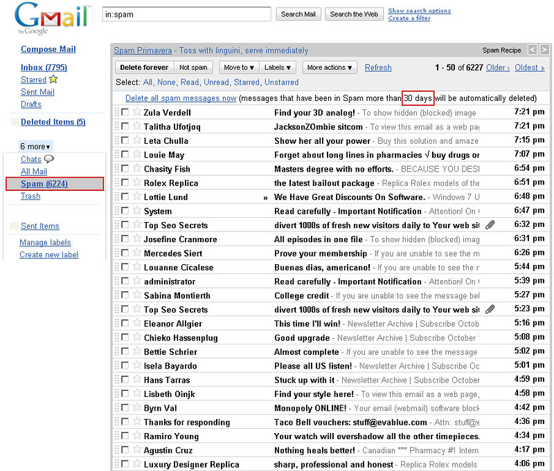 Gmail Spam Inbox