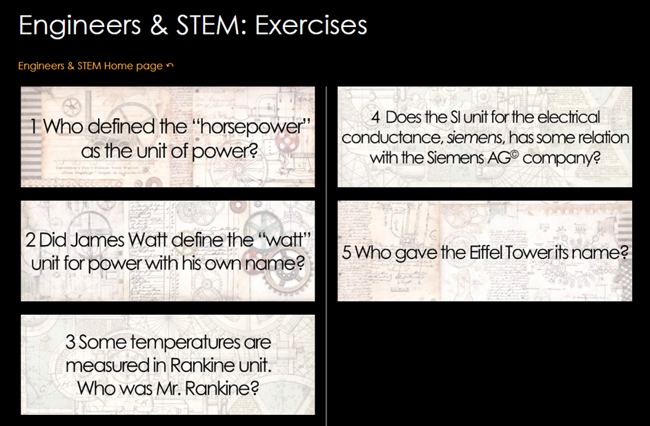 Engineers & STEM: Exercises