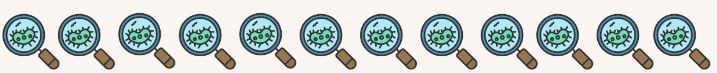 Graphic of repeating magnifying glasses with a microbe in each
