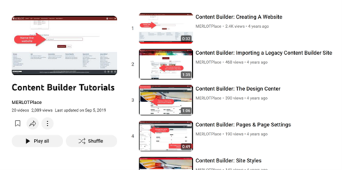 MERLOT Content Builder Tutorials