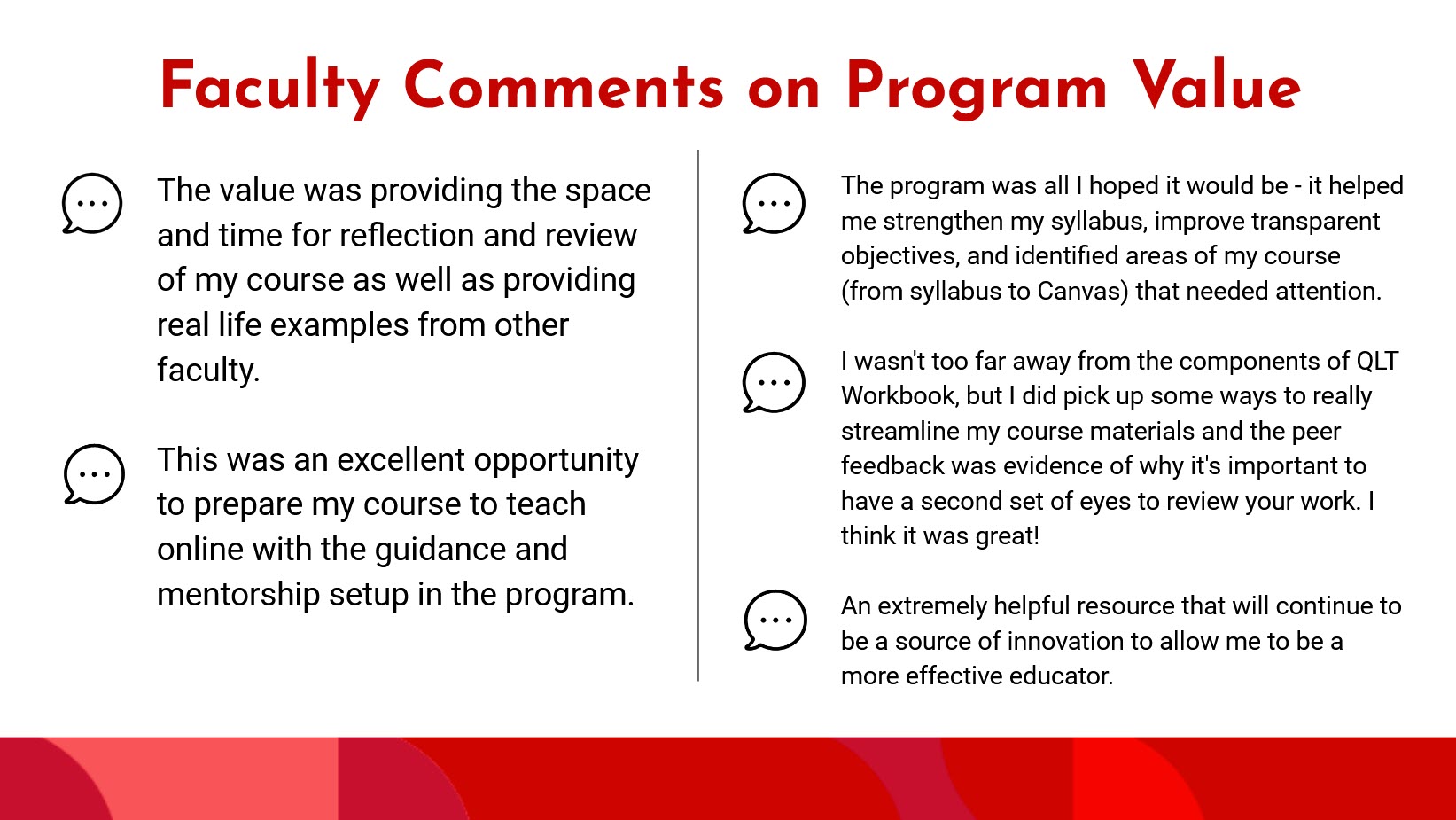 faculty comments in two columns