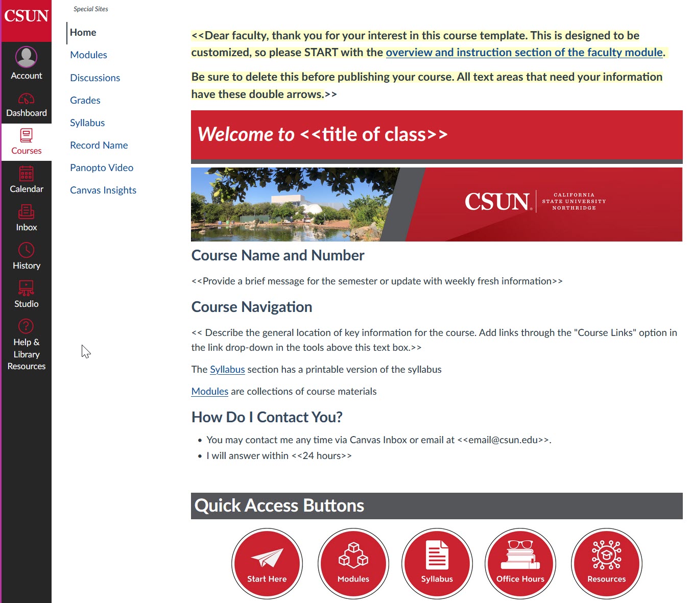CSUN template with a red banner
