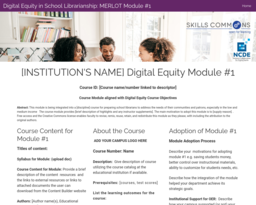 Digital Equity in School Librarianship: MERLOT Module #1