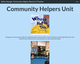 Alisha Savage: Community Helpers Record of Practice