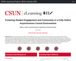CSUN, eLearning Projects, Winter Institute 2020
