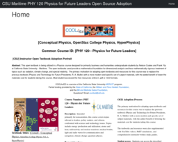 CSU Maritime PHY 120 Physics for Future Leaders Open Source Adoption