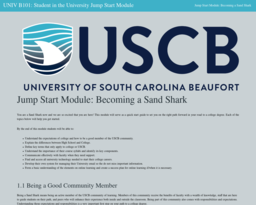 UNIV B101: Student in the University Jump Start Module