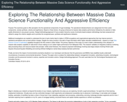 Exploring The Relationship Between Massive Data Science Functionality And Aggressive Efficiency