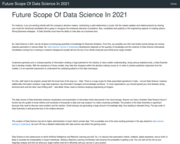 Future Scope Of Data Science In 2021