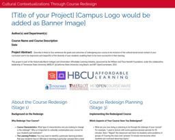 Cultural Contextualizations Through Course Redesign