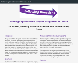 Following Directions is a Valuable Skill