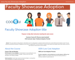 2023 Faculty Showcase Adoption