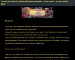 Creating an Effective Online Asynchronous Graduate Course by Ann Cancilla Gaudino, Ed.D.