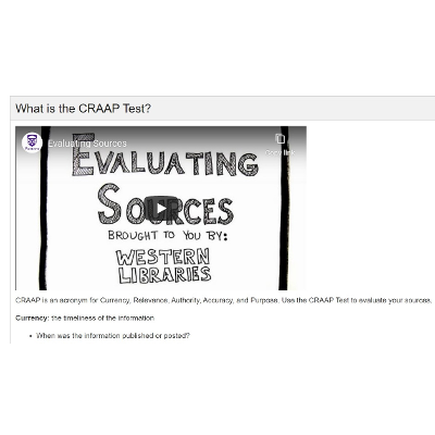 Research Guides: Evaluating Sources: The CRAAP Test