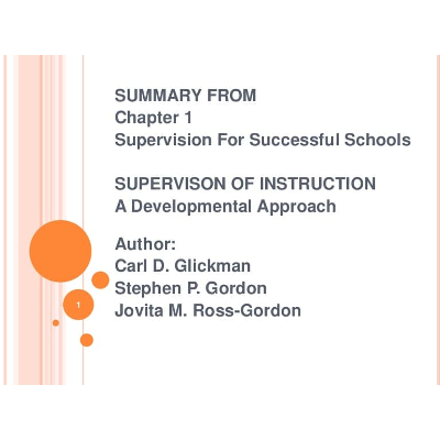 Chapter 1 - Supervisions for successful school