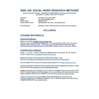 SWK 340: Social Work Research Methods OER Collection icon