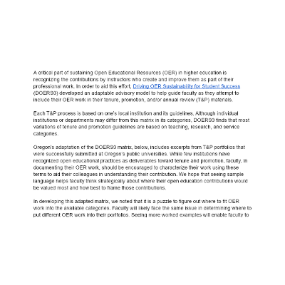 OER Contributions Matrix with Oregon Faculty Examples icon