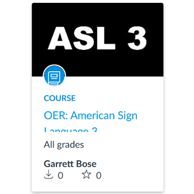 American Sign Language 3 Canvas Commons Course icon