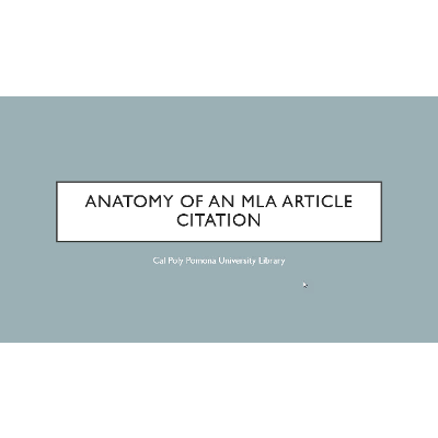 Anatomy of an MLA Article Citation icon