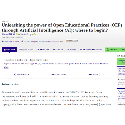 Unleashing the power of Open Educational Practices (OEP) through Artificial Intelligence (AI): Where to begin? icon