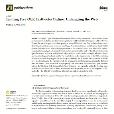 Finding Free OER Textbooks Online: Untangling the Web icon