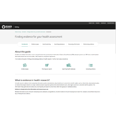 Finding evidence for your health assessment guide icon