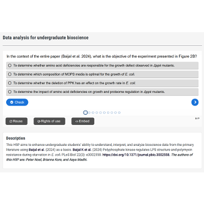 Data Analysis for Undergraduate Bioscience / Analyse de données pour les biosciences de premier cycle icon