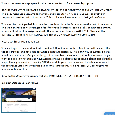 Tutorial: an exercise to prepare for the Literature Search for a research proposal icon