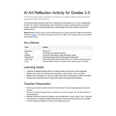 AI Art Reflection Activity for Grades 3-5 icon