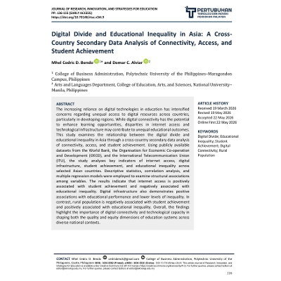 Digital Divide and Educational Inequality in Asia: A Cross-Country Secondary Data Analysis of Connectivity, Access, and Student Achievement							| Journal of Research, Innovation, and Strategies for Education (RISE) icon