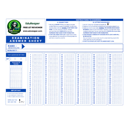 Licensure Examination For Teacher Scantron (Answer Sheet) Free PDF Download