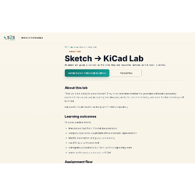 Sketch to KiCad Electronics Lab for Students | S2S icon