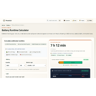 PowerLab: Battery Energy Storage System (BESS) Runtime and Peukert Law Simulation Workbench