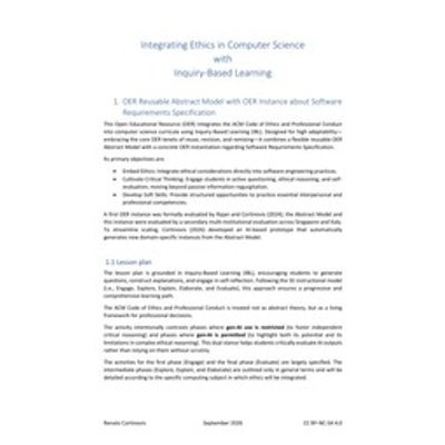OER - Integrating Ethics In CS With Inquiry Based Learning (Software Requirements Specification) : Renato Cortinovis and Luiz Fernando Capretz : Free Download, Borrow, and Streaming : Internet Archive icon