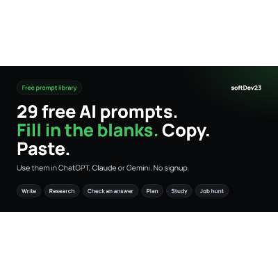 Free AI Prompts: 29 Copy-and-Paste Templates for Studying, Research and Checking AI Answers icon
