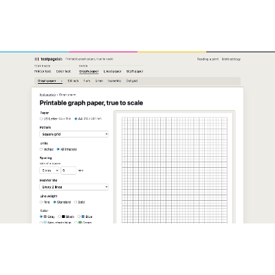 Printable Graph Paper, True to Scale | testpagelab