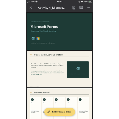 Microsoft forms as a teaching tool