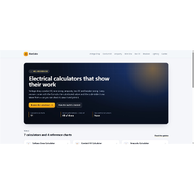 ElecCalcs: Free Electrical Calculators for Conduit Fill, Voltage Drop and Conductor Sizing